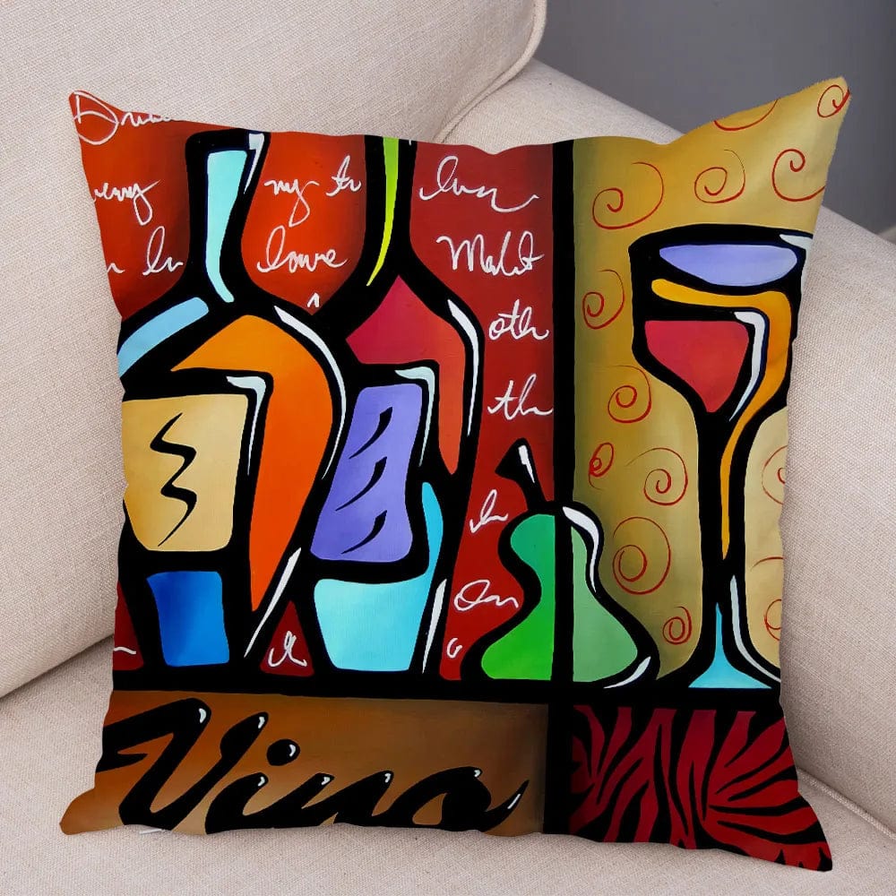 Hobefi 11455 / 45x45cm-Polyester Abstract Painting Girl Cushion